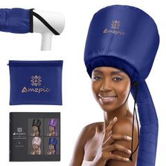Bonnet Hood Hair Dryer Attachment - Headband Integrated Bonnet Hair Dryer for Speeds Up Drying Time at Home Easy to Use for Styling Curling and Deep Conditioning (BlueAdjustable)