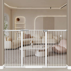 Qonimm 40.55" Tall Extra Wide Baby Gates Pet Gate Cat Door 65.8"-71.2" WideIndoor Safety Child Gates for Kids or Pets(White)