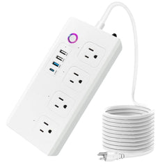 Jinvocloud Wifi Smart Power Strip Surge Protector Extension Cord w/ 4 Individually Controlled AC Outlets and 4 USB Ports(3USB A+1USB C) Voice/Remote Control Smart Plug Works with Alexa & Google Home