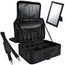 Adazzo Extra Large Professional Makeup Case 17x12x8 INCH Travel Makeup Train Case 3 Layers Makeup Artist Bag Nail Cases Organizer Box with Mirror/Shoulder Strap/Attach to Suitcase