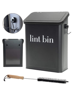 Magnetic Lint Bin for Laundry Room with Brush & Magnetic Hook Matte Black Lint Trash Can for Laundry Room with lid Modern Laundry Lint Bin Dryer Lint Bin for Laundry Room Magnetic