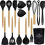 15 silicone kitchen tool sets kitchen utensils set heat resistant silicone (black 15 sets)