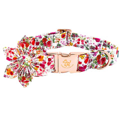 Elegant little tail Dog Collar with Flower Floral Print Pet Collar Flower Dog Collar Summer Cute Dog Collar Adjustable Dog Collar for Small Dogs