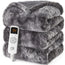 EHEYCIGA Electric Heated Blanket Full Size Faux Fur 10 Hours Auto Shut Off 9 Heating Levels Heating Blanket Soft Warm Heated Blanket Fast Heating Grey Faux Fur & Sherpa