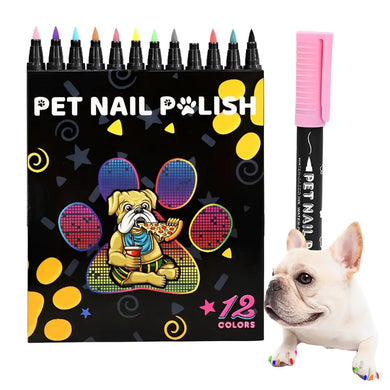 YurMemo Dog Nail Polish Pens 12 Colors Pet Nail Polish Kit DIY Pet Nail Art Quick Dry & Safe for DogCat Pig Other Small Animals