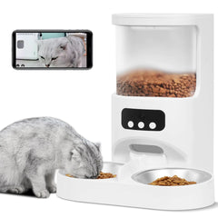 Automatic Cat Feeder with Camera for 2 Cats1080P HD Video Night Vision Pet Feeder Food Dispenser5G&2.4GHz WiFi Pet Feeder with 2 Way AudioSmart App Control 4L Pet Dry Food Dispenser for Cat/Dogs